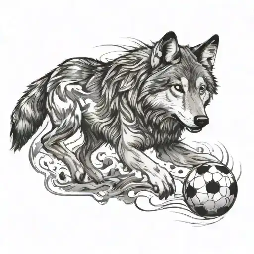 Wolf And Soccer Ball Merging