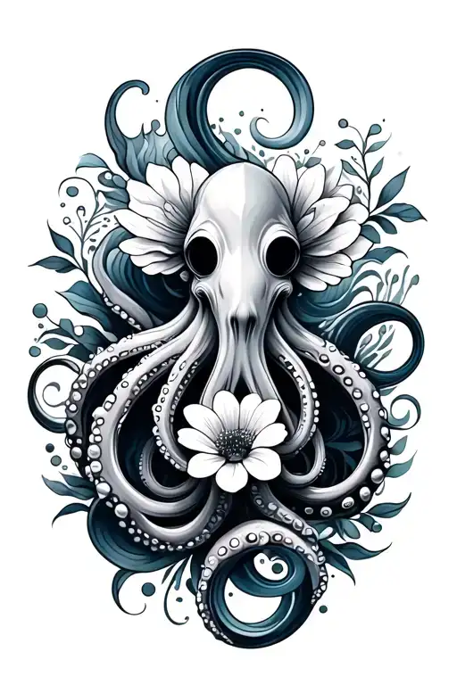 Flowers Octopus Ocean Waves Geometric Shapes
