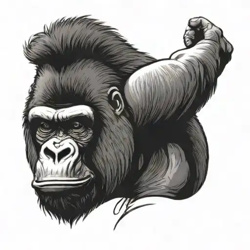 Gorilla Throwing A Spare Over His Head