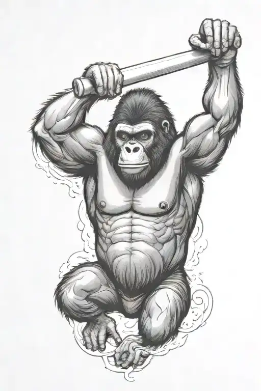 Gorilla Throwing A Spare Over His Head