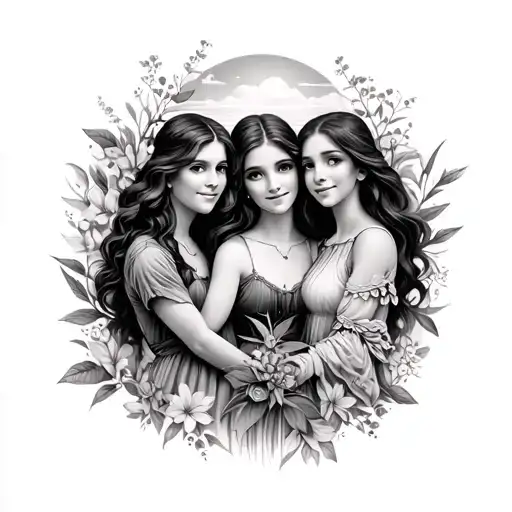 Faimly 3 Daughters And Wife Faith And Nature Or Travel Tatto Sleeve
