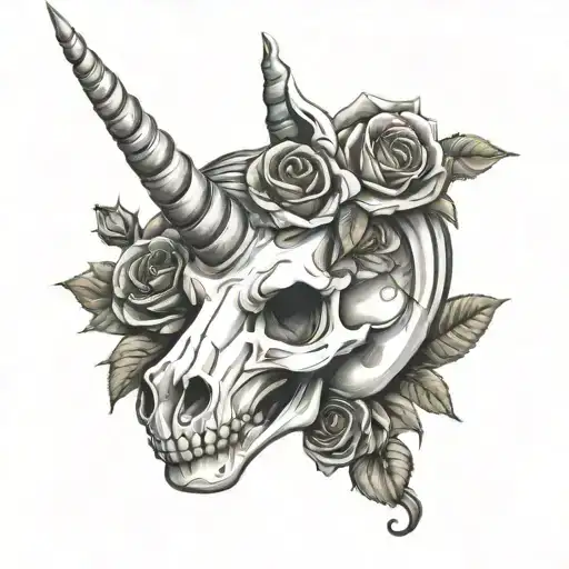 Unicorn Skull Roses Wrapped