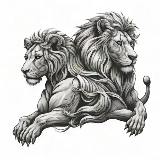 Female Leo And Male Cirgo In Love Tattoo Design