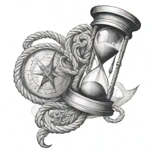 Hourglass Made Of Ropes With A Compass