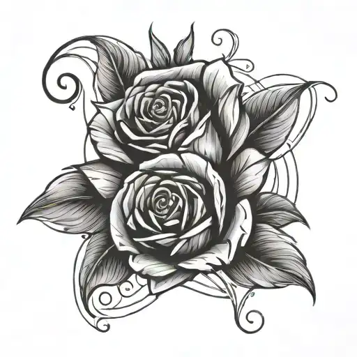 Rose Intertwined With Tulips