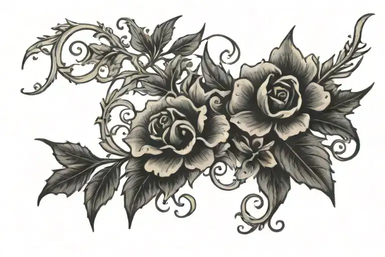 Thorn Vine With Cursive Writing