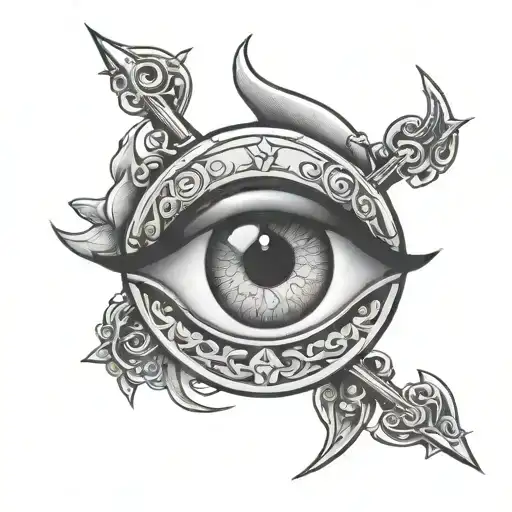 2 Eyes With Half Moon And Trident