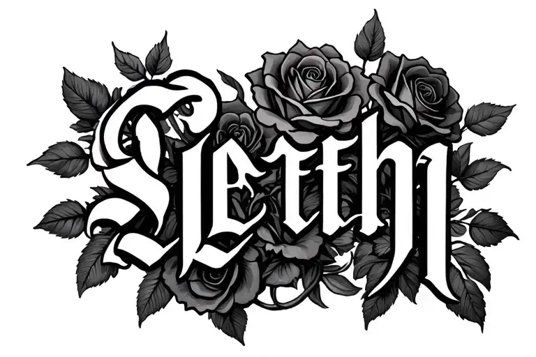 Seth In Old English Font With Roses In The Back As Background Where The Last Name Sits On
