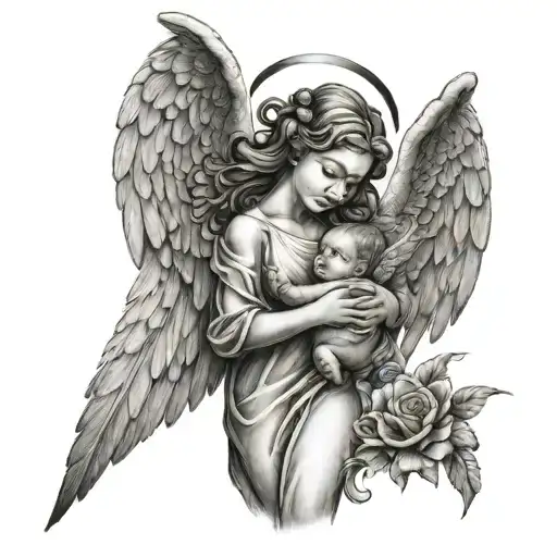 Angel Of Mine With Wings And A Baby Angel