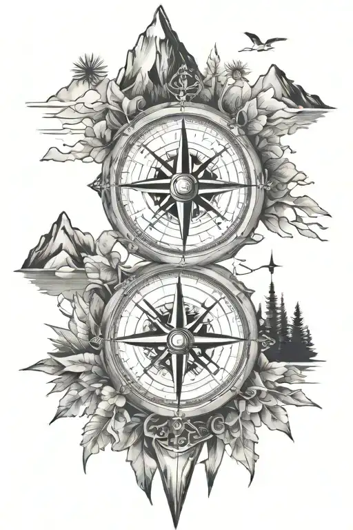 Compass Animal Tracks Mountains