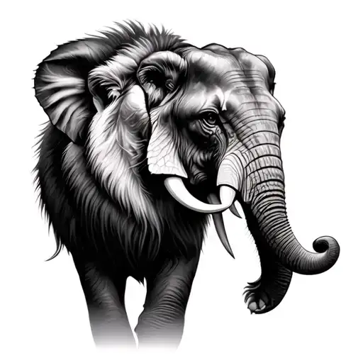 Elephant And Lion Playing