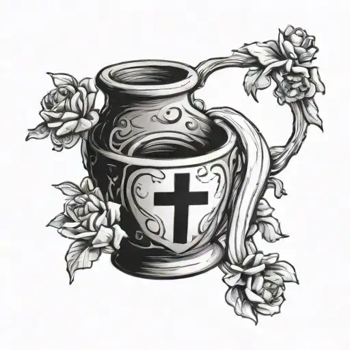 Cross Pouring Out Love Into A Clay Jar Overflowing