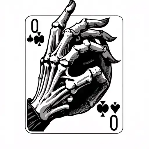 Skeleton Hand Tattoo With Joker Card