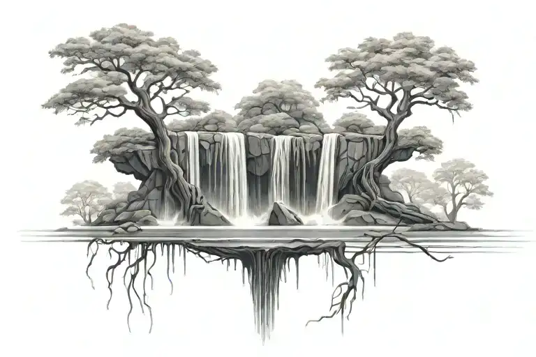 Tree With Water Fall