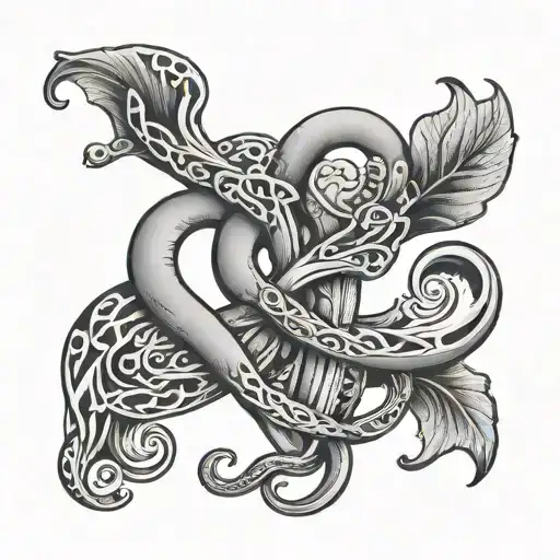 Uterus With Ovaries Tattoo With Greek Zeta Symbol Intertwined