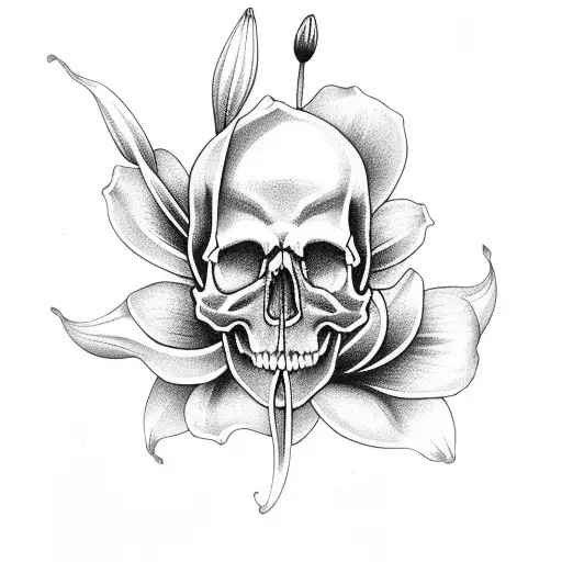 Skull With Lilys