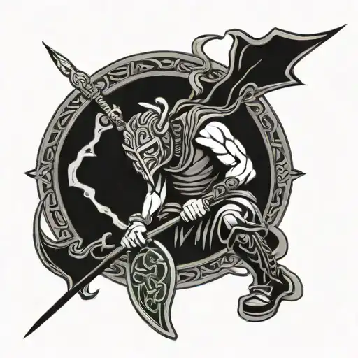 Celtic Warrior And Castle Silhouette