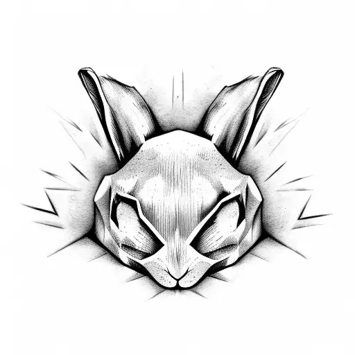 Sleeping Bunny Holding A Skull