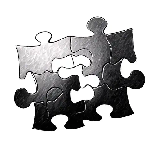 Two Puzzle Peaces Connected But With Just Line Across