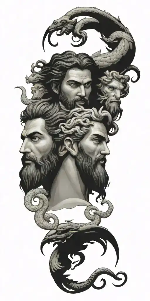 Zeus And Medusa With Hydra