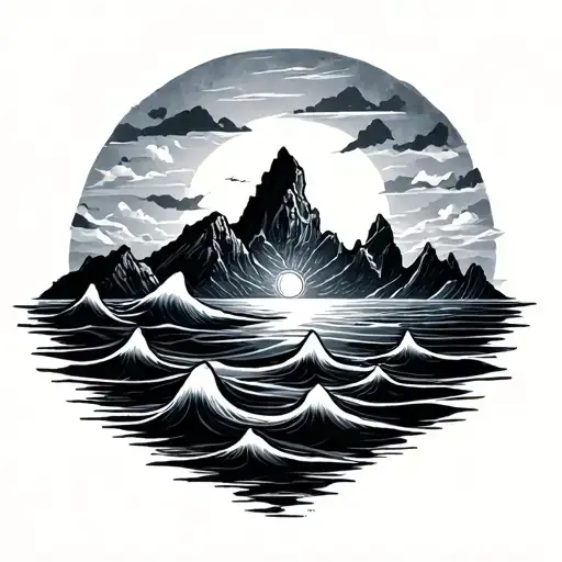 Sea Sunset Mountains Inside