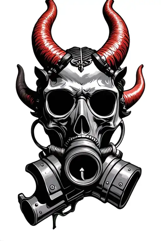 Guns Money Gas Mask Devil Skull