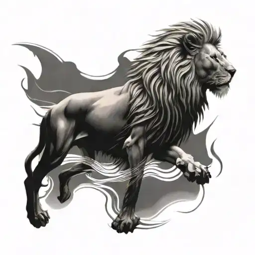A Sports-themed Tattoo With A Lion Symbolizing Strength And Courage
