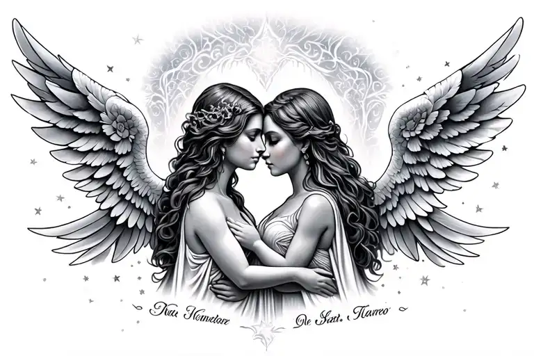 Miscarriage Tattoo With Names Angel And Aurora With Wings