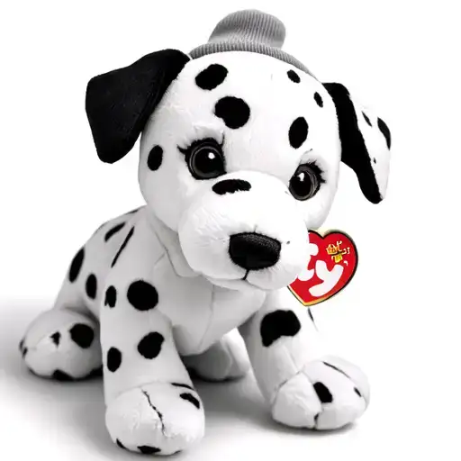 Ty Pluffies 2007 Dotters Dalmatian Plush Puppy Dog Spots White Beanie Sewn Eyes