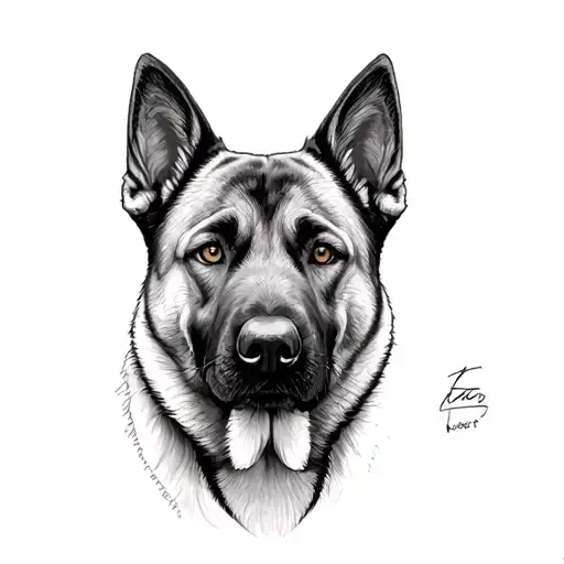 Portrait Of Kangal Dog In Black And Grey Realism