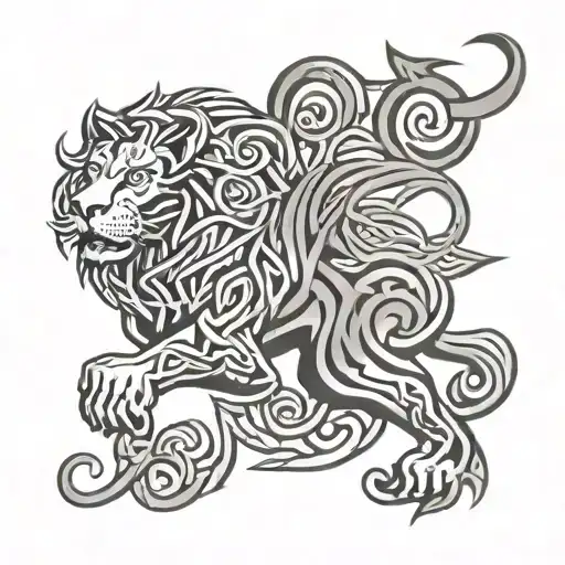 Celtic Pattern With Element English Lion