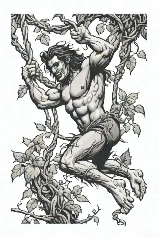 Tarzan Swings On A Vine Intertwined