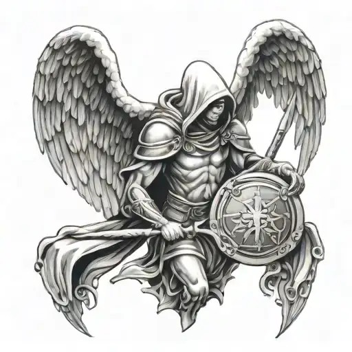 Hooded Angel With Shield