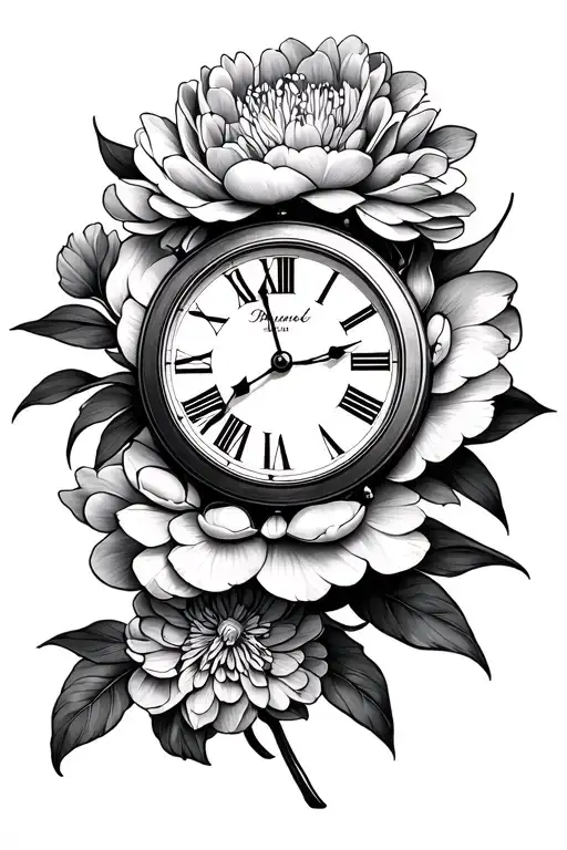 Peonia And Hand Clock