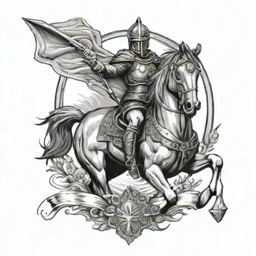 Spartan Warrior Ridding A Horse With A Shield And A Sword