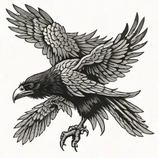 Raven Flying Carrying A Fractured Staff Of Armadyl