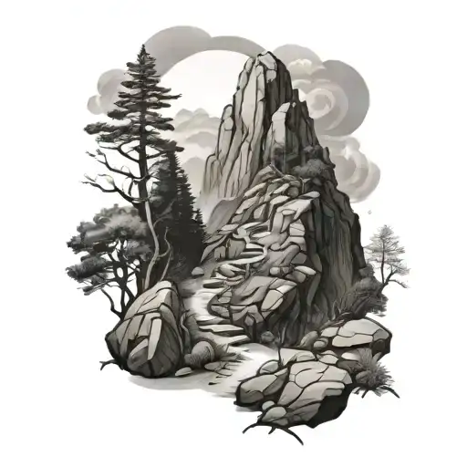 Climbing A Mountain Path