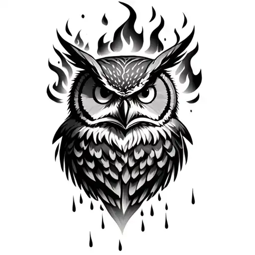 Strong Owl On Fire In The Raining Jungle Shadows Arm Sleeve