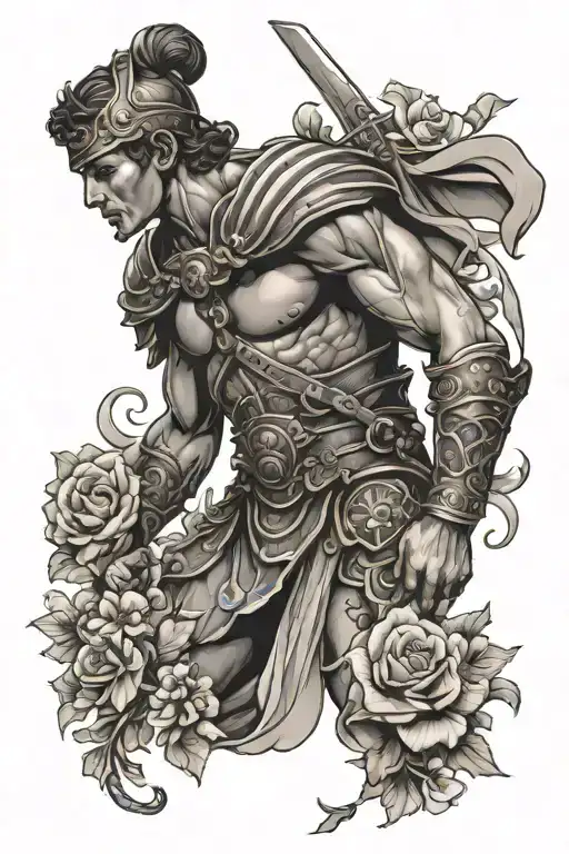 Roman Warrior With Flowers Intertwined