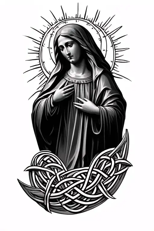 Virgin Mary Celtic Knot Design Incorporating