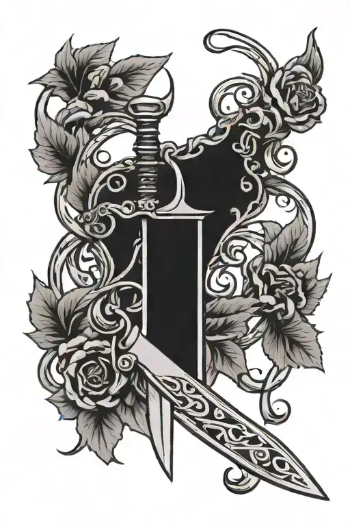 Minimalist Dagger With Twisted Blade With The Blade Wrapped In Vines