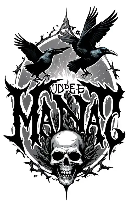 The Undead Maniac Word With Crows Flying Around The Word