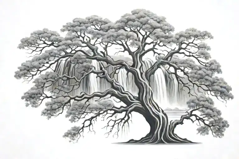 Tree With Water Fall