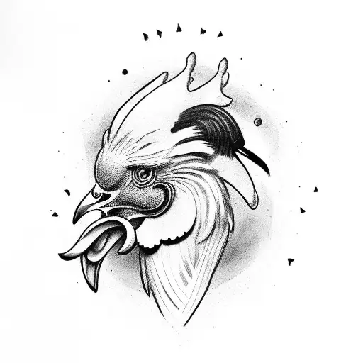 Rooster With Skulls
