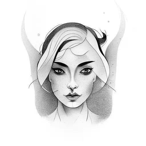 Woman Face With A Koi Fish