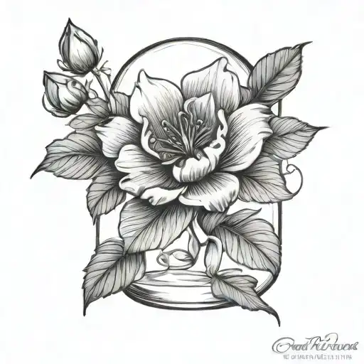 Simple Minamilist December Birth Flower Inside Glass Cage