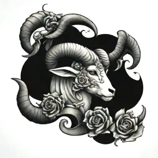 Aries With Flowers And Final Fantasy Horns