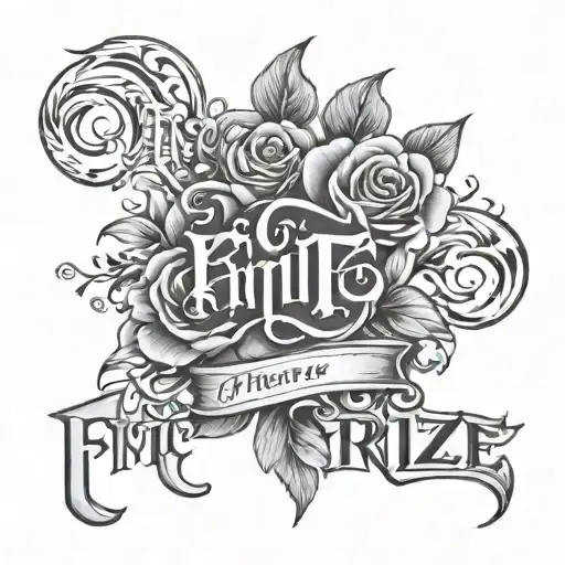 Fritzie Lettering Tattoo Design Combining