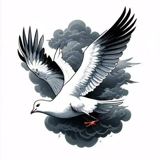 Male Forearm Cloud With A Dove That Fly Away