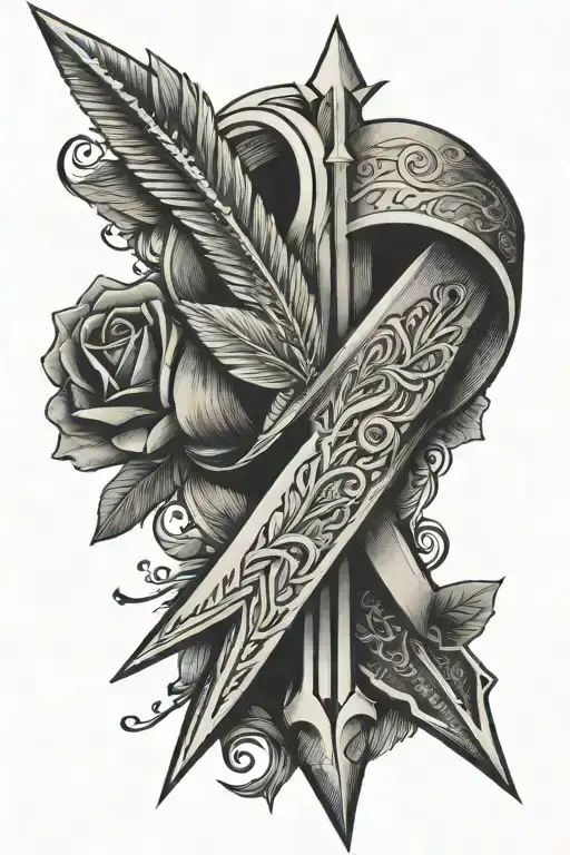 Arrow With Cancer Ribbon Wrapped